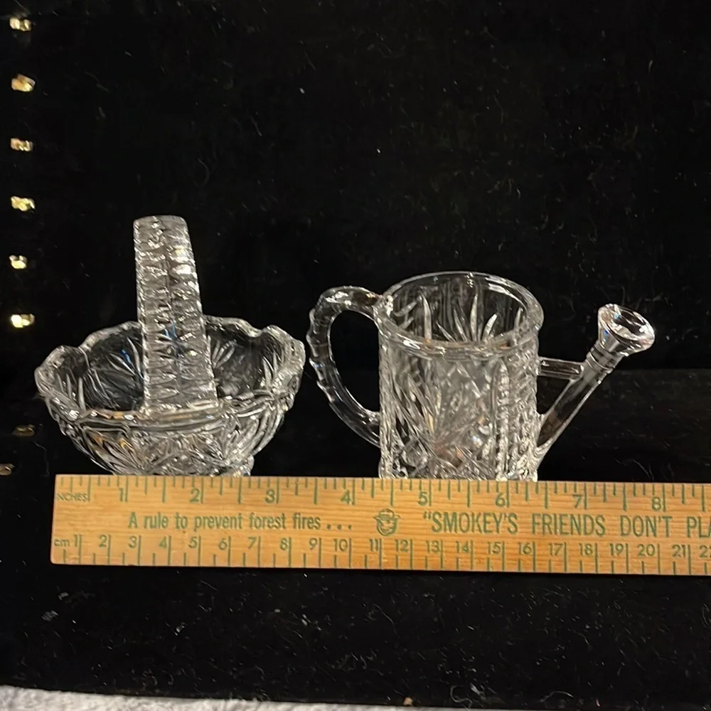 Lead Crystal Flower Basket and Watering Can-Beautiful Design